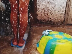 Afrikai, Amatőr, Hatalmas hátsó, Fekete, Nagylány, Mellbimbók, Terhes, Zuhanyozó