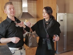 Francys Belle goes down on that lucky man and sucks his cock