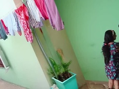 Desi Indian Stepsister Fucked Hard While Hanging Clothes - Big Tits & Tight Pussy