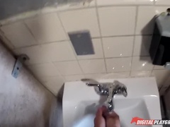 아메리카인, 엉덩이, 오랄섹스, 흑갈색 머리, 음경, 대단히, 자연의 가슴, 젖가슴