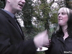 Big-titted BBW gets tricked into riding a hard cock with her huge natural tits bouncing