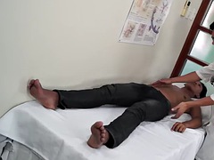 Asian patient fingered and stuffed with dildo by gay doctor