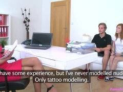 Leie, Hundestellung, Frau, Handjob, Masturbation, Büro, Muschi, Spanner