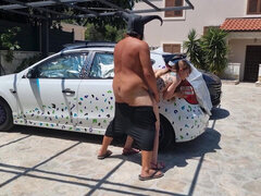 Store pupper, Blond, Kukk suging, Brunette, Sæd i munnen, Utendørs, Pupper