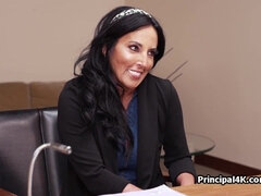 Mature teacher gags on bosses big dick at the office