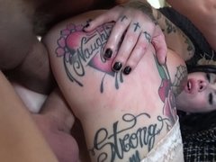 Tattooed wrench gets humiliated during hardcore threesome