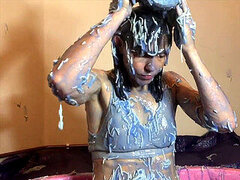 dame Messed up with Spaghetti Gunge and filth, Wam, Splosh (Fully Clothed)