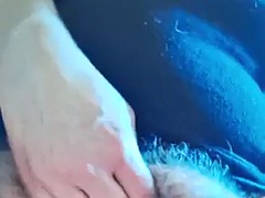 Playing with my hairy holes and cock - butt plug and glass dildo, double penetration in my hairy pussy and ass