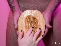 Sexy redhead fucking with fruits, vegetables and mature man - TRAILER ORGANIC