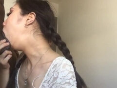 Asiater, Stor kukk, Svart, Kukk suging, Dype svelg, Raseblandet, Petite, Tenåring