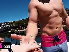 Boat party of teen besties leads to hardcore pounding with massive cock