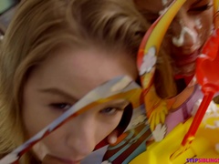 Duży kutas, Blondynka, Obciąganie, Kutas, Hardcore, Orgazm, Punkt widzenia, Cipka