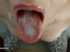 Cheating Wife Sucks Neighbor's Cock and Swallows All the Cum