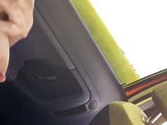 Naughty taxi ride. Exhibitionism, caresses and orgasm
