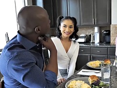 Hungry Asian mom and her daughter fuck a black neighbor Christy Love, Avery Black