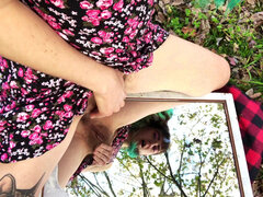 18, Amatööri, Karvainen, Orgasmi, Ulkona, Soolo, Teini