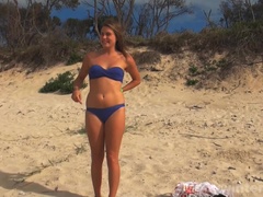 Enthousiasteling, Strand, Blond, Duits, Harig, Buiten, Mager