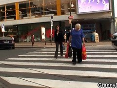 Huge boobs blonde granny pleases young stranger