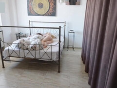 Blonde MILF with big tits and curvy body gets a surprise threesome after waking up from a dream - Anal