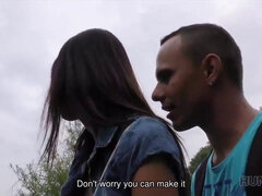 18, Amatorka, Brunetka, Europejski, Hd, Pieniądze, Na wolnym powietrzu, Punkt widzenia