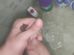 Amatorka, Łazienka, Duży kutas, Wytrysk, Masturbacja, Punkt widzenia, Solo