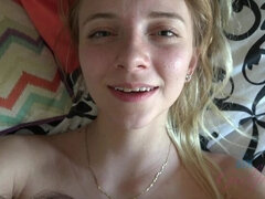 Leie, Blondine, Blasen, Freundin, Handjob, Orgasmus, Zierlich, Titten