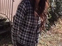 Aziatisch, Grote mammen, Pijpbeurt, Bruinharig, Auto, Harig, Buiten