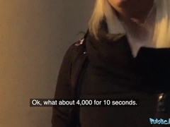 Leie, Blondine, Geld, Im freien, Pov, Öffentlich, Realität