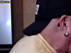 Gloryhole amateur DILF sucks black cock until cum in mouth