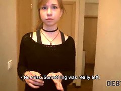 Pretty young girl with a choker satisfies debt collectors boner