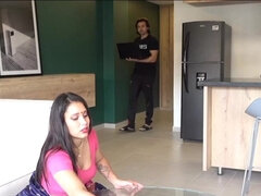 Duże cycki, Obciąganie, Brunetka, Indyjski