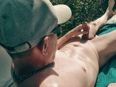 Strand, Grote lul, Homo, Duits, Handbeurt, Naakt, Buiten, Openbaar