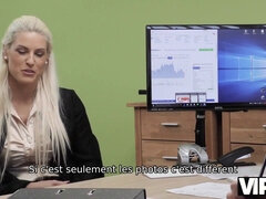 Blonde Czech couple gives agent a hot fuck in front of camera for cash