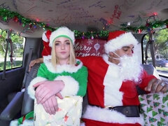 Young blondie in elf costume fucked by Santa