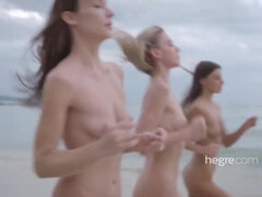 4 Nude Beach Nymphs On The Beach