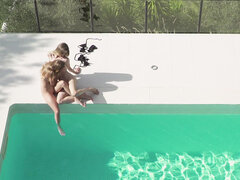 Blondine, Europäisch, Frau, Hd, Lesbisch, Lecken, Im freien, Muschi