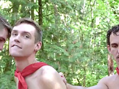 Boys at camp - a new scout is stripped and receives a real threat from his scout mentors
