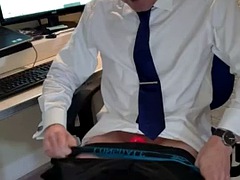Fucking my ass in the office while in chastity