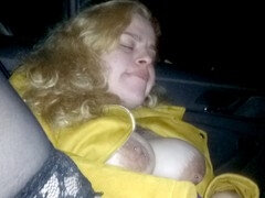 Amateur couple getting down in their car at night