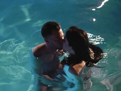 Cutie Evelyn Claire has sex with her neighbor and gets a load in her mouth