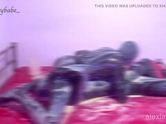 Sticky Latex Sex with Gloomy Babe - Messy Blowjob, Fingering & Cum in Mouth