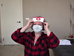 A Plump Nurse Tries on a New Sexy Uniform. Unpacking a Medical Suit From a MILF with a Big Ass and Juicy Tits