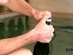 Rim4k. rich guy has joy at high-class spa center with adorable teenie girl