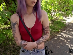 Américain, Sucer une bite, Seins naturels, De plein air, Petite femme, Pov, Public, Nénés