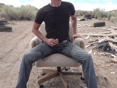 Urinating in cum-stained jeans in public with muscle hunk Lapetus