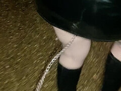 Leie, Grosse titten, Flashen, Latex, Im freien, Öffentlich, Rock, Strümpfe