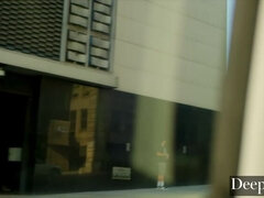 본디지, 흑갈색 머리, 음경, 도기스타일, 대단히, 랑제리, 보지, 타는