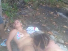 Nude Beach Sex - Blonde MILF & Latino Stud Fuck Hard on Rocks - Public Orgy with Paty Bumbum & El Toro De Oro