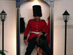 On Guard! part 1 - shemale tranny Bianka Nascimento seducing British military guardsman