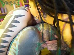 Gaping, Hd, Lesbisk, Slikking, Milf, Piercingen, Tattovering, Trekant